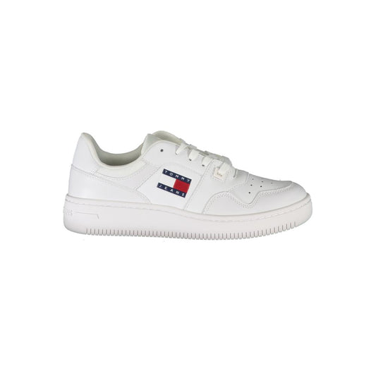 Tommy Hilfiger Classic White Lace-Up Sneakers with Contrast Accents