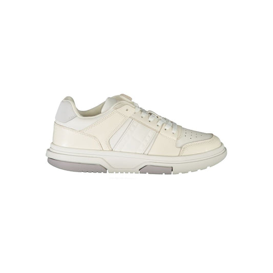 Tommy Hilfiger Chic White Lace-Up Sneakers with Contrast Details