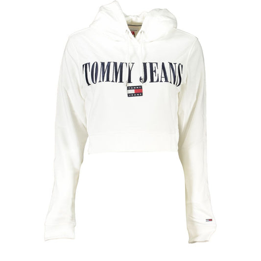 Tommy Hilfiger Chic White Hooded Sweatshirt with Logo Embroidery