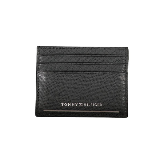 Tommy Hilfiger Sleek Black Leather Card Holder with Contrast Details