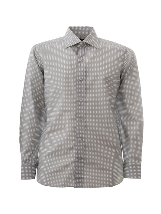 Tom Ford Elegant Grey Micro Print Cotton Shirt