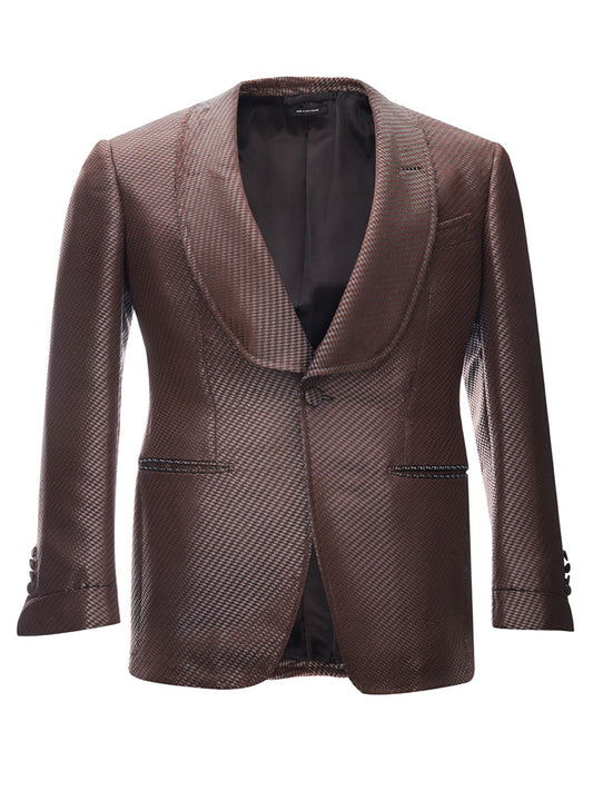 Tom Ford Elegant Bronze Silk Smoking Jacket