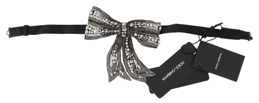 Dolce & Gabbana Elegant Silver Embellished Silk Bowtie