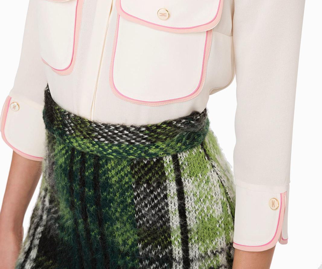 Elisabetta Franchi Chic Tartan Knit Skirt in Lush Green