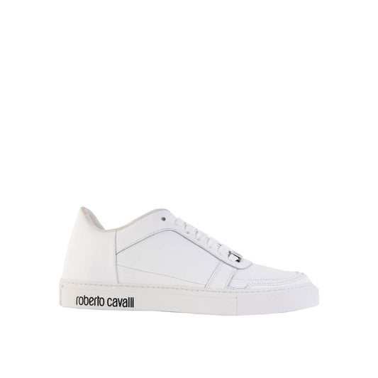 Roberto Cavalli Exquisite White Suede Sneakers